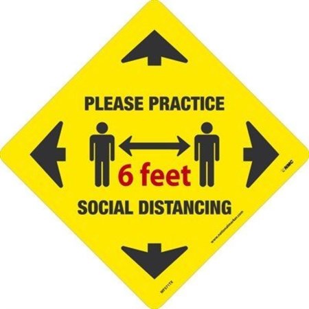 NMC Practice Social Distancing Sign, 11-3/4" W x 11-3/4" H, English WFS71TX